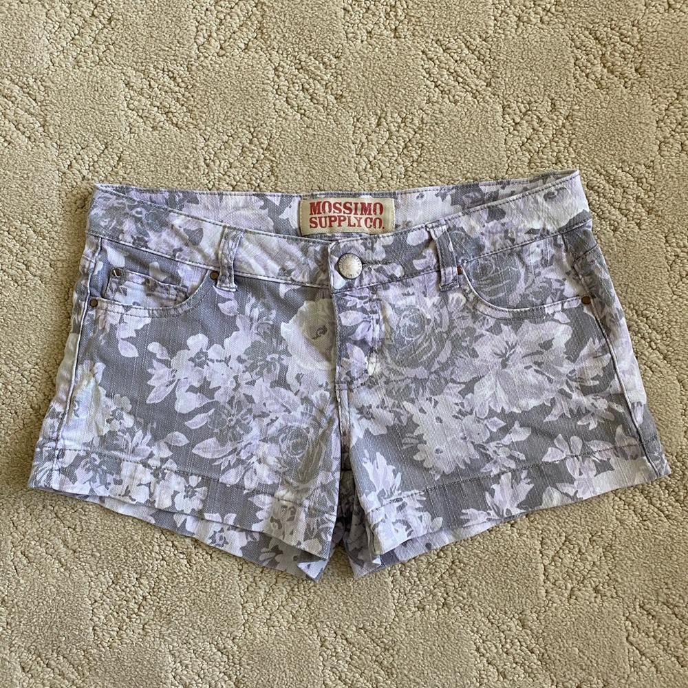 Floral denim shorts